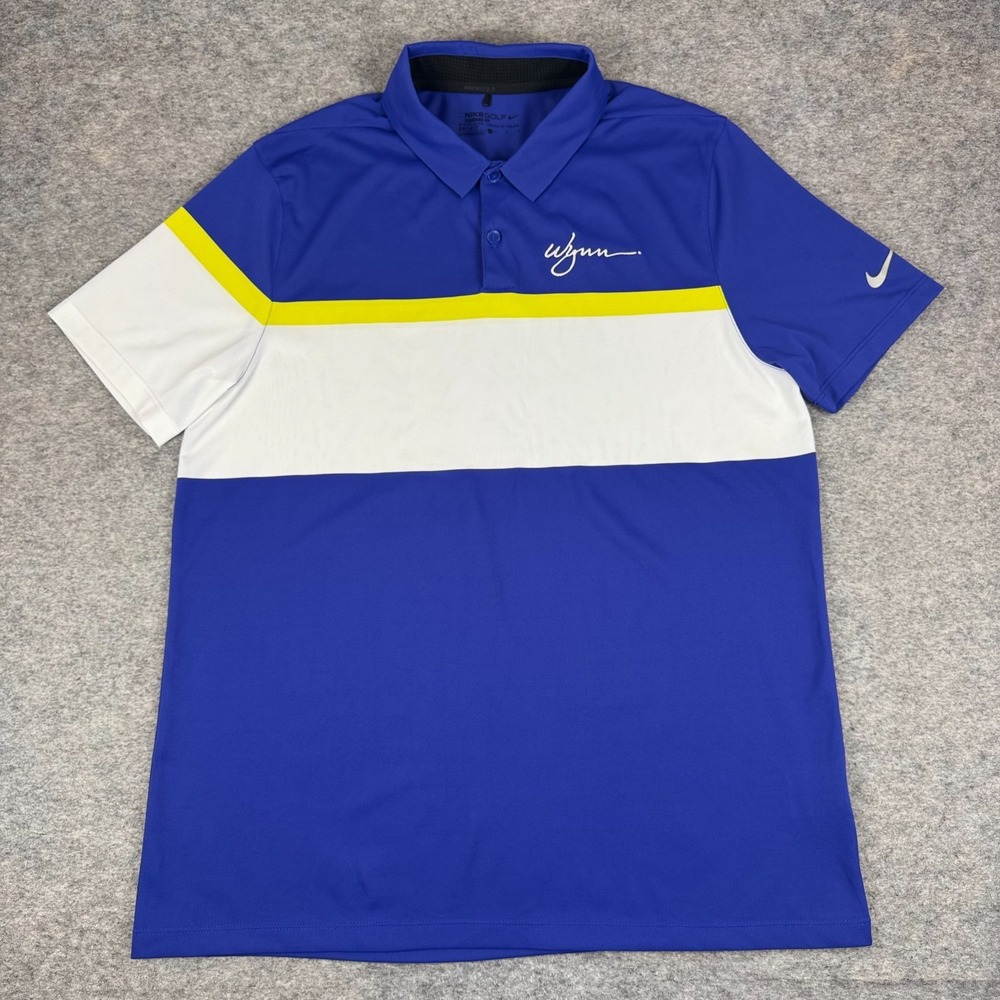 Nike Golf Dri Fit Standard Fit Polo Shirt Wynn Las Vegas NV Blue Mens Large L